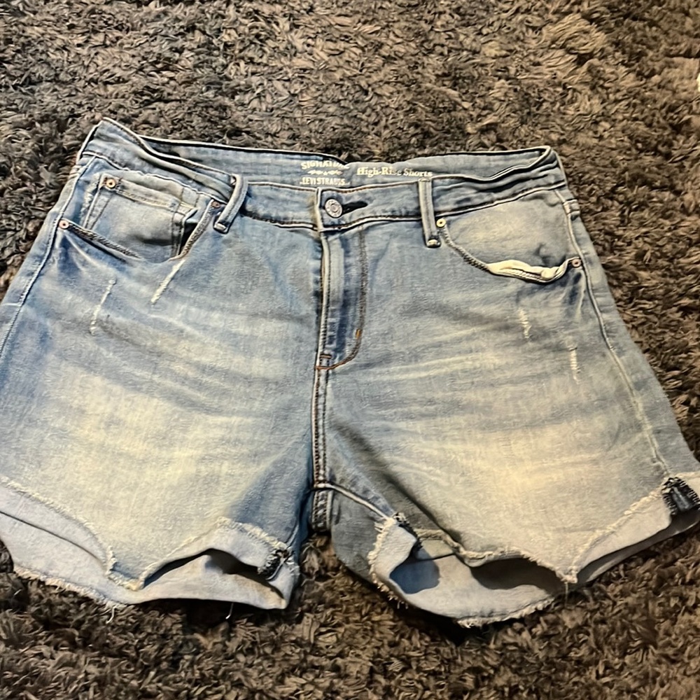 Distressed jean shorts